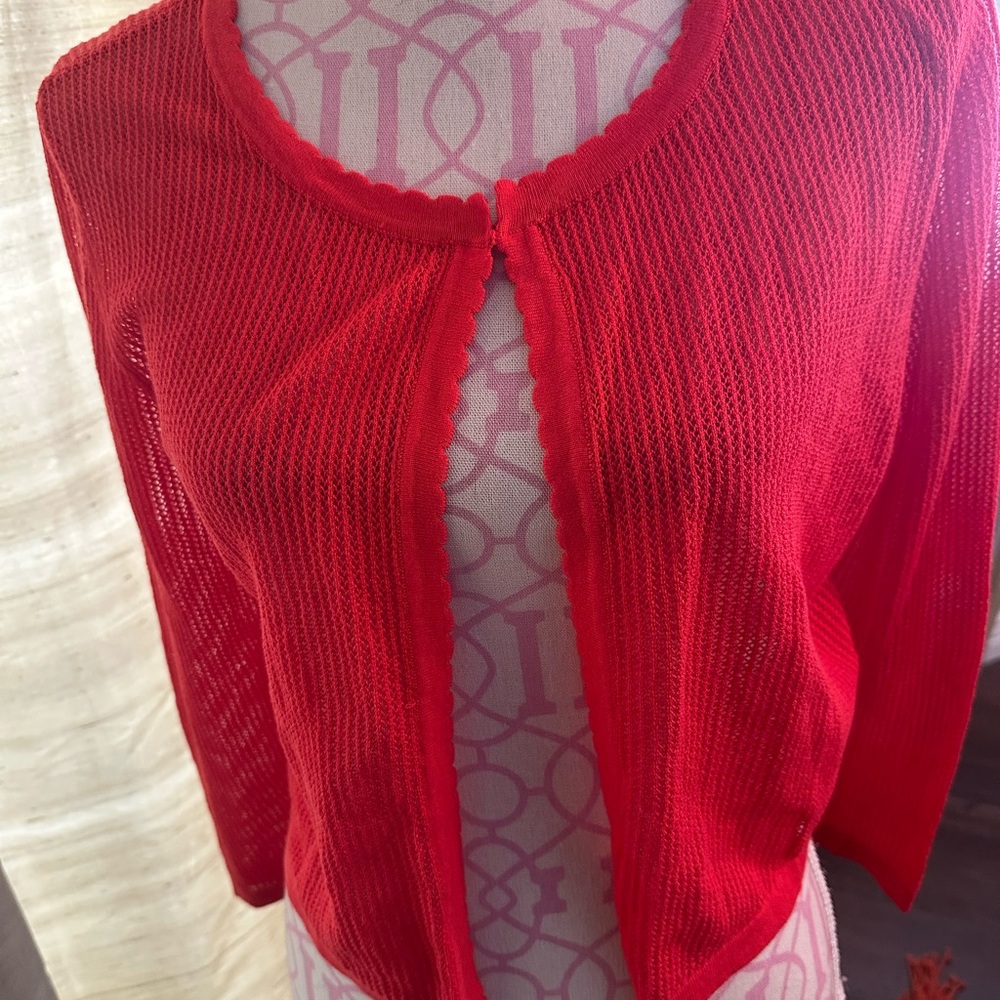 Talbots Vibrant Red Open-Front Cardigan